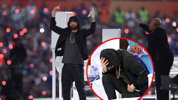 Eminem reta a la NFL y se arrodilla en el Halftime Show del Super Bowl LVI