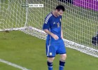 Así fue el increíble fallo de Messi en la línea de gol