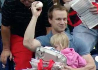 Fatherly instincts: amazing catch while daughter rests