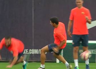 El increíble caño de Arda a Suárez... ¡con la cabeza!