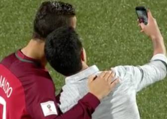 Cristiano Ronaldo's on-pitch selfie with loving fan