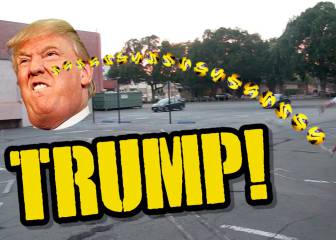 Nuevo pasatiempos: ¡golpear a Donald Trump con balones de fútbol!