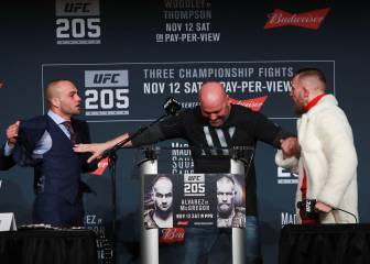Mayhem at UFC 205 press conference as McGregor robs Alvarez belt