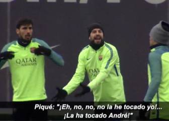 La discusión de Piqué y André Gomes por quién tocó el balón