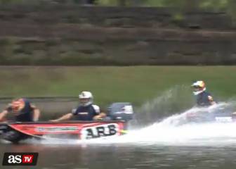 F1 dinghy race: Ricciardo and Verstappen warm up on water