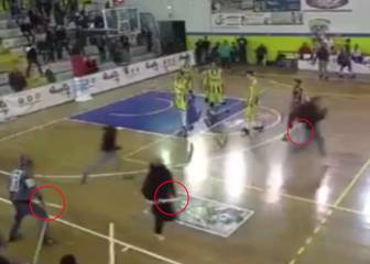 Hooligans invade the court with bats in Italian basketball match
