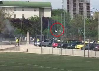 Sillas volando en una pelea entre hinchas del Alcorcón y el Getafe