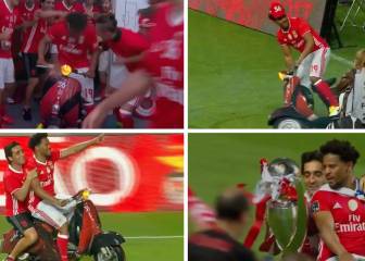 Benfica's Eliseu celebrates title with Estadio da Luz Vespa ride