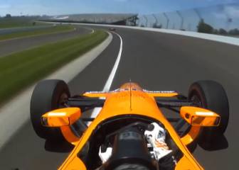 Fernando Alonso gets to grips on the Indy Motor Speedway