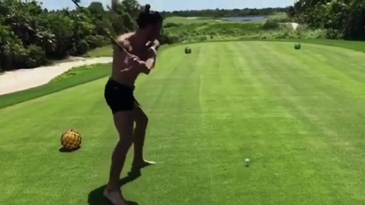 Bale y su extraña forma de jugar al golf... Atentos al golpe