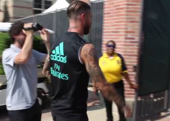 Real captain Sergio Ramos trains with team-mates at UCLA