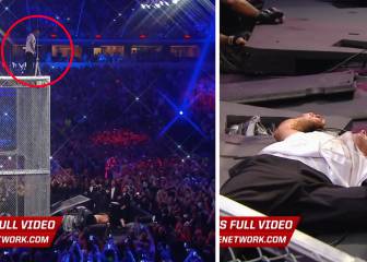 Locura total: salta de 9m para aplastar a su rival y acaba estampado