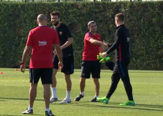Piqué y Ter Stegen se unieron al resto del grupo en el entreno