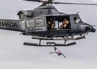 El salto de Orlando Duque desde un helicóptero en San Andrés
