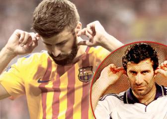 Piqué hizo un 'Figo' tras la pitada en el calentamiento del Wanda