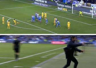El efusivo festejo de Simeone tras agónico gol del Atlético