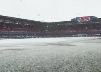 El Sadar totalmente nevado: se aplaza el Osasuna-Valladolid