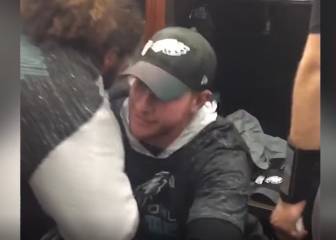 La reacción de Carson Wentz después de ganar el Super Bowl
