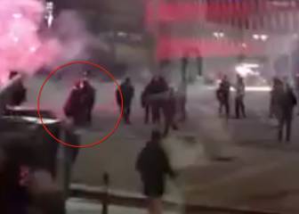 El instante en el que el policía muerto en Bilbao se desplomó frente al estadio