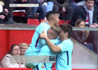 El Barcelona B asalta El Molinón diez partidos después