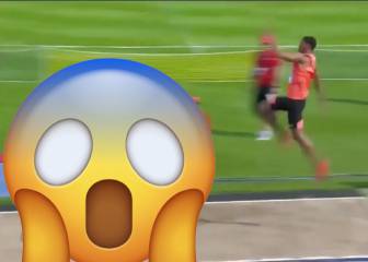 Long jumper almost overshoots pit with monster 8.83m leap