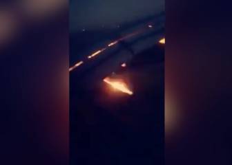 Un motor del avión de Arabia Saudí acabó en llamas al aterrizar