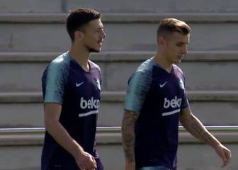Lenglet completó su primer entrenamiento como jugador del Barça