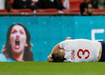 Pánico en Wembley: la caída de Shaw contra el suelo