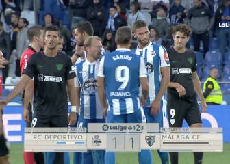 Deportivo y Málaga empatan tras un polémico final en Riazor