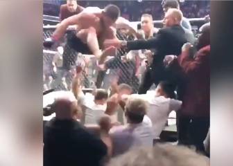 Una nueva toma muestra lo salvaje del salto de Khabib: si les llega a enganchar...