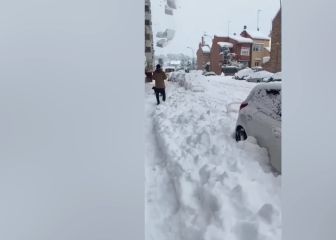 Dog walker in narrow escape amid heavy Madrid snowfall