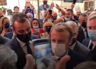 Macron se lleva un huevazo con grito: 