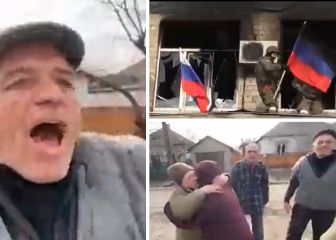 El himno ruso suena en una base militar de Mariupol y ancianos rompen a llorar de emoción